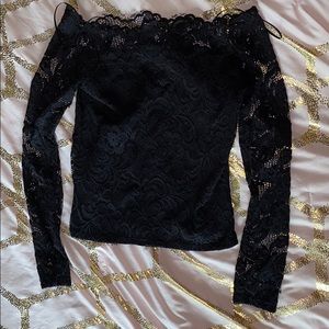 Off the shoulder black lace top
